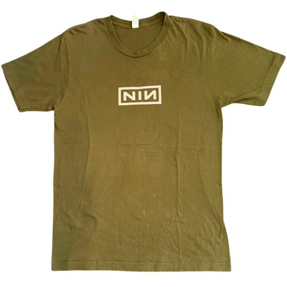 Nine Inch Nails Wave Goodbye 2009 Double Sided Band Tour Green Shirt Medium - Picture 1 of 3